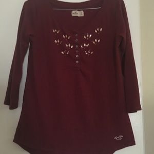 Hollister long sleeve t-shirt burgundy top.